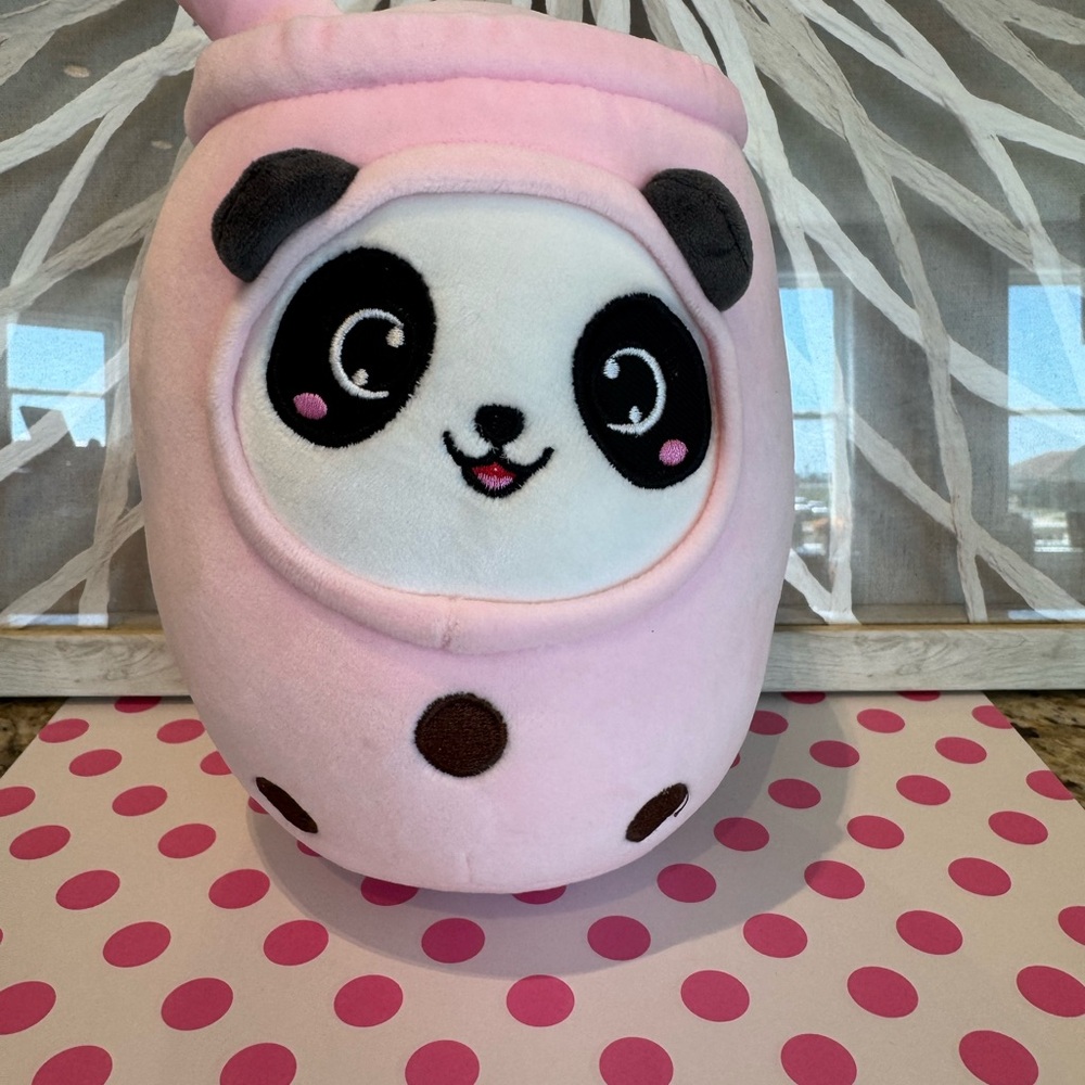 Pink Panda Boba Tea Plush
